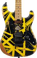 EVH Limited Edition Striped Series Frankenstein Frankie Maple Fingerboard Black with Yellow Stripes Aged