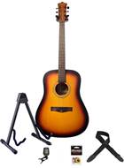 EastCoast D1-DSB Satin Dark Sunburst Acoustic Pack